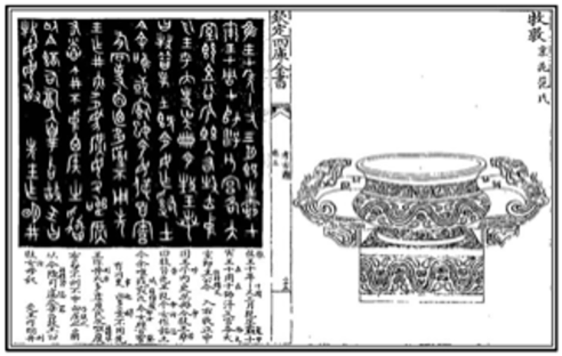Drawing and description of a bronze vessel in a premodern Chinese book